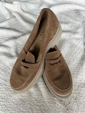 Patina‎ Portland Leather Goods Suede Penny Loafers Womens 9.5 Lug Sole Platform